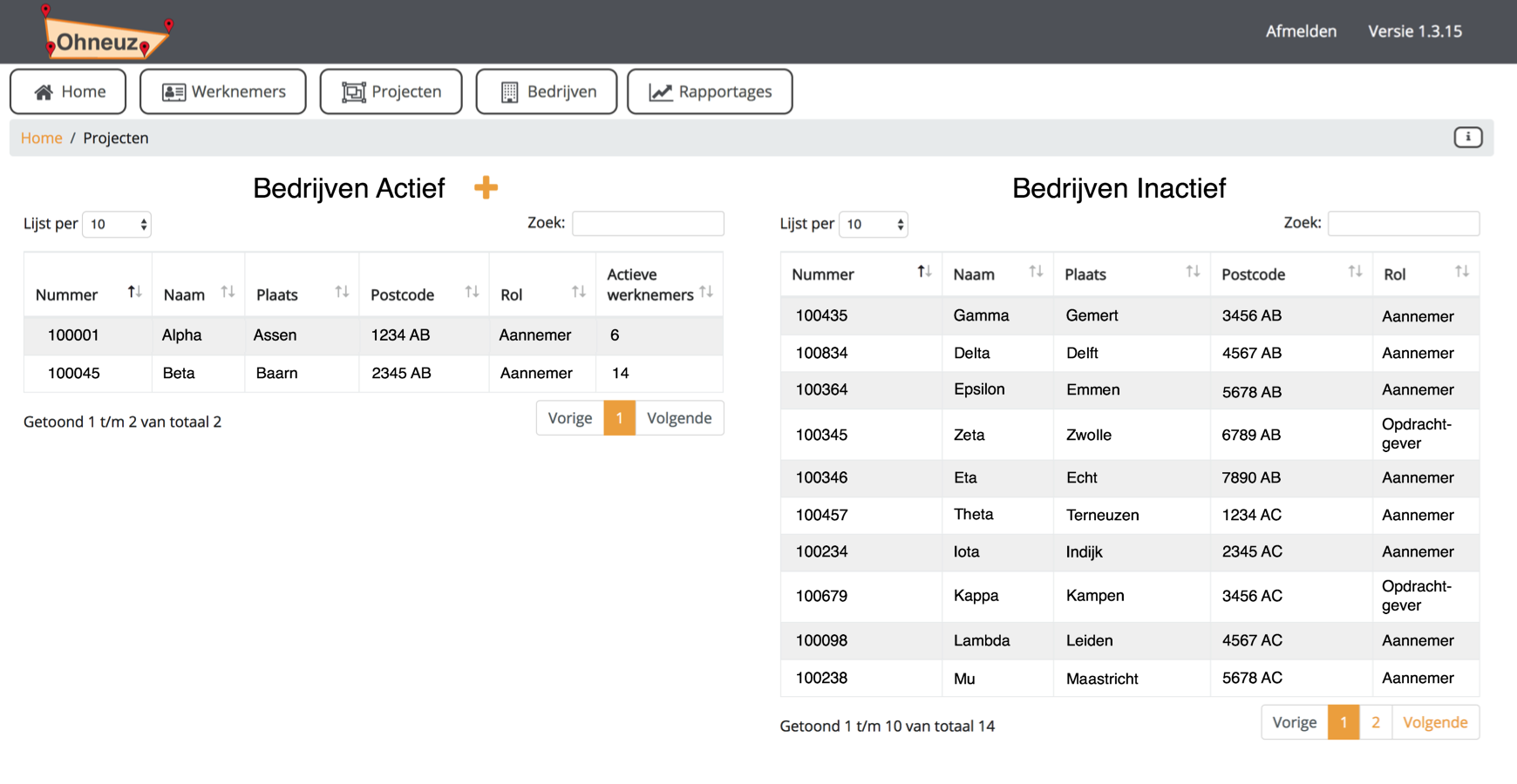 Screenshot Bedrijven 1
