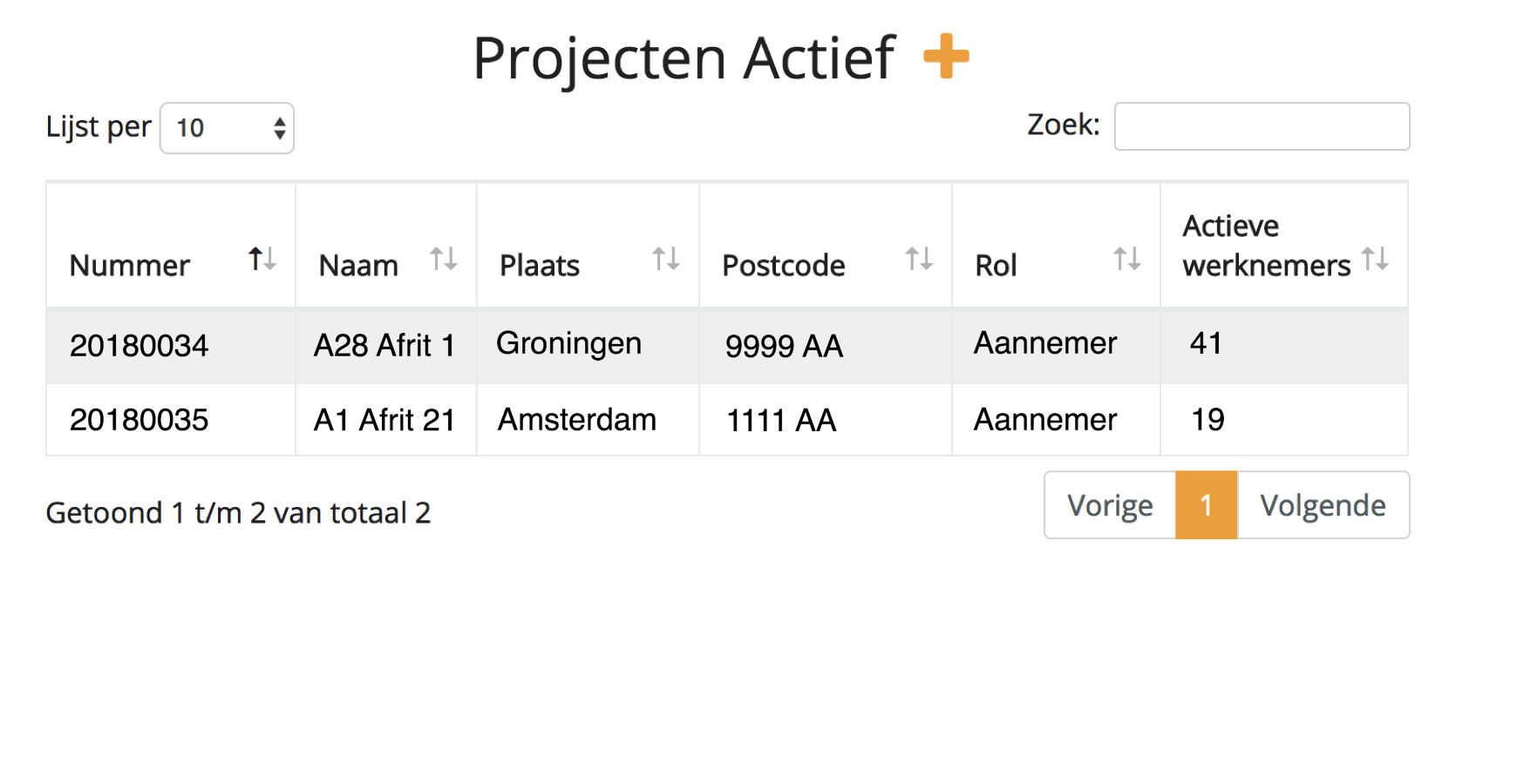 Screenshot Projecten 2