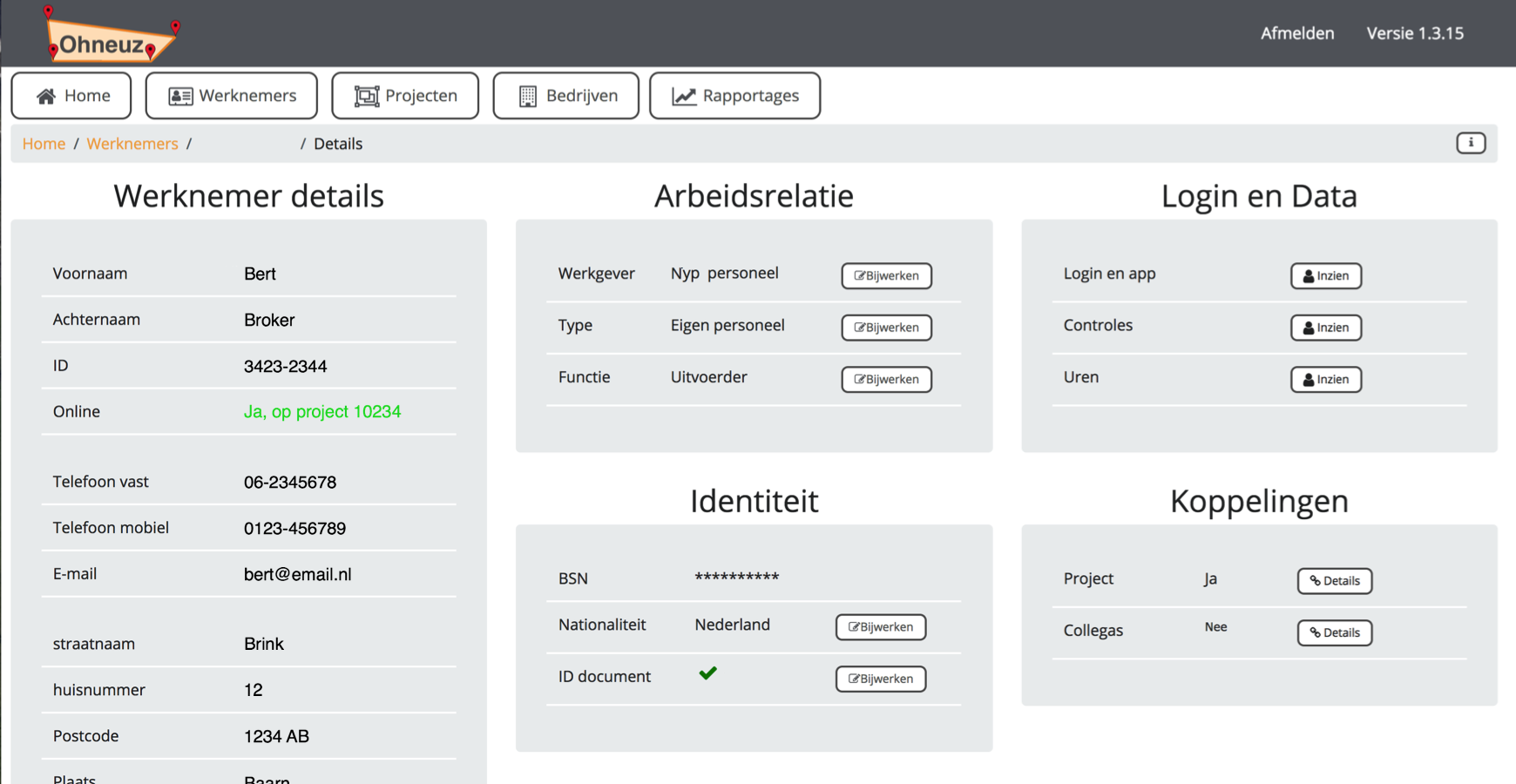 Screenshot Werknemer details 1